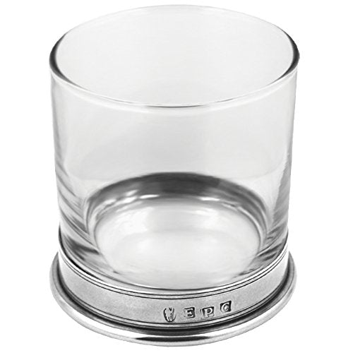 English Pewter Company 11oz Old Fashioned Whisky Rocks Glass With Elegant Pewter Base [VG005]