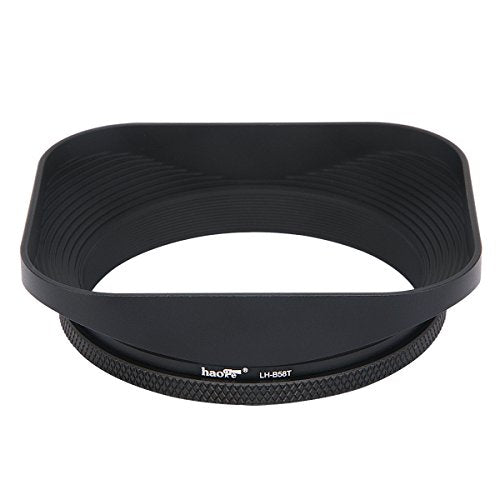Haoge LH-B58T 58mm Square Metal Screw-in Lens Hood with Cap for 58mm Canon Nikon Sony Leica Carl Zeiss Voigtlander Nikkor Fujifilm Olympus Lens and Other Lens with 58mm Filter Thread
