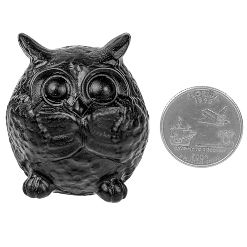 mookaitedecor Hand Carved Crystal Owl Figurine Stone Statue