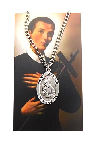 St Gerard Pewter Medal USA Made Stainless Steel Chain Patron Boxed Card