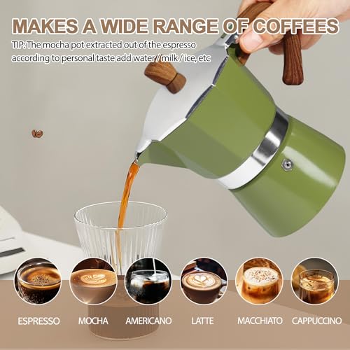 Aluminum 9 Cup 450ml Moka Pot Express Coffee Maker Stovetop Green