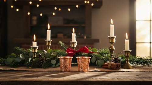 DEDE Copper - 2023 CC Series 2 oz (Set of 2) Tequila/Vodka Shot Glasses, Mini Moscow Mule Cup, Handmade Unlined Uncoated Thickest Pure Solid Copper mini Tumblers for Cocktails (Engraved Tulip) Engraved Tulip