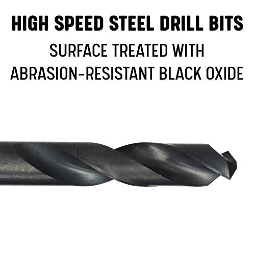 Drill America 15/16-inch HSS split point stub drill bit, jobber drill bit with bright metal finish