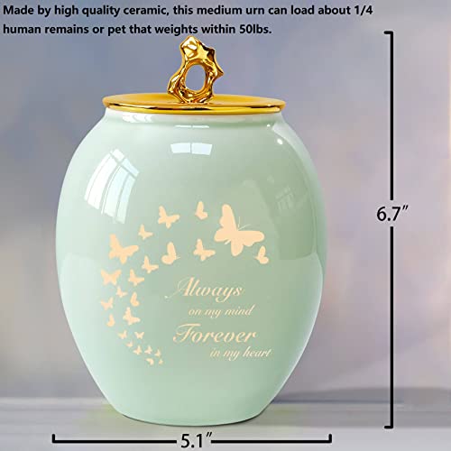 Butterfly Medium Urns for Human Ashes Female/Women/Mom Green Butterfly