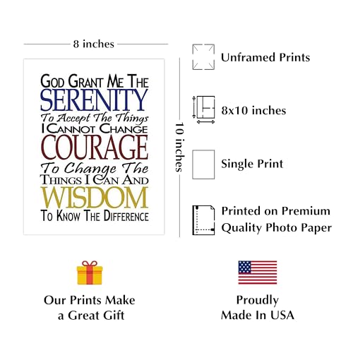 Serenity Prayer Modern Christian Wall Art, 8x10 Unframed