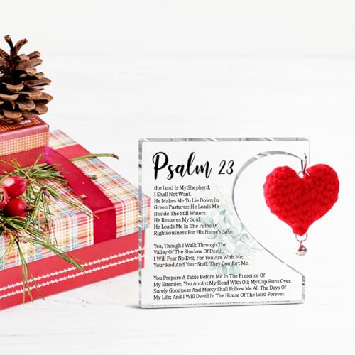 Psalm 23 Acrylic Plaque, The Lord Is My Shepherd Bible Verse Desk Decor, Christian Gifts for Women