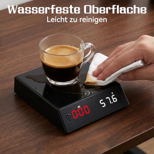 Coffee Scales with Timer, Rechargeable Espresso Scales, 2kg Capacity/0.1g Precision, Mini Coffee Scale with 45° LED Display, 4 Modes for Espresso and Pour-Over Coffee