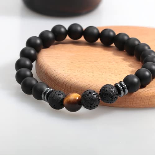 Healing Bracelets for Women, Anti Anxiety Yoga Beads Stress Relief Healing Thoughts Bracelets Relaxation Gift Aromatherapy Essential Oil Diffuser Lava Bracelet Gifts for Women Black