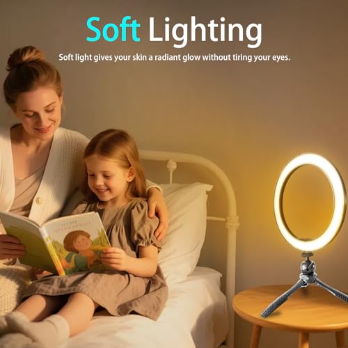 10" Desk Ring Light with Stable Tripod & Phone Holder, 120 LEDs 5-Color 10-Level Dimmable, Wireless Bluetooth Remote, Phone Selfie Light for Desk/Zoom/YouTube/TikTok 10" Desktop