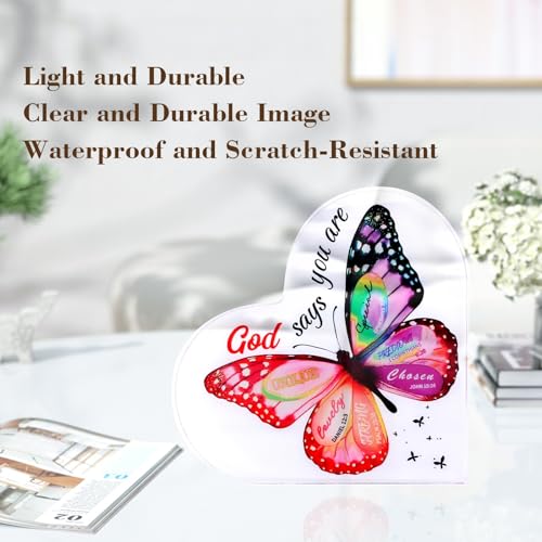 Butterfly Christian Wooden Sign 4x4 Inch Religious Home Decor Plaque
