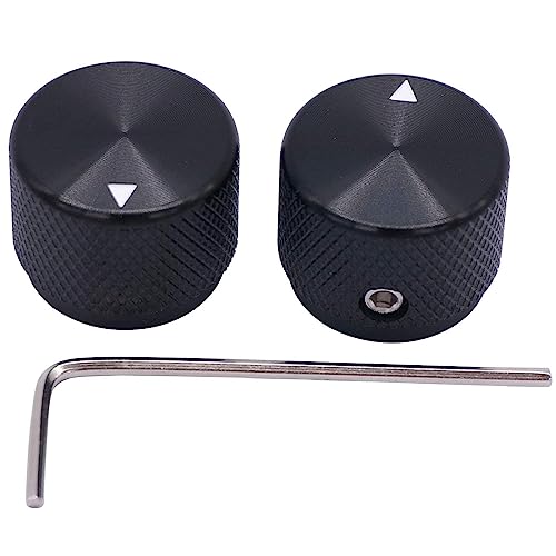 Taiss 2pcs Aluminum Electronic Potentiometer Knob Black for 6mm Diameter Shaft Volume Control Audio Guitar Knob Gear Knob 20mm x 15.5mm Height