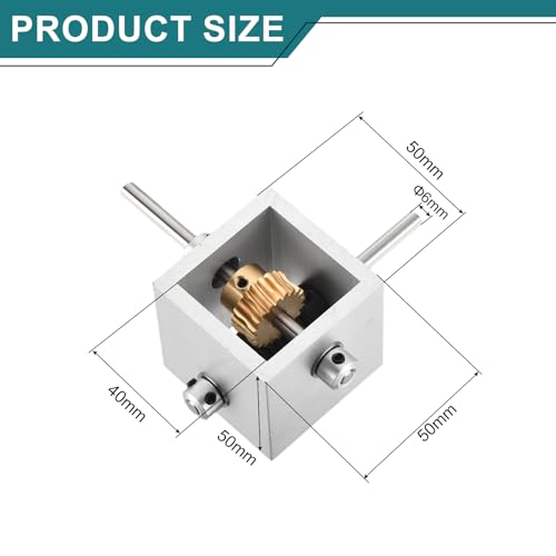 sourcing map Gear Box 90 Degree Right Angle Worm Gearbox 1:10 Reduction Gearbox 1 Module 10 Teeth Worm Gear Aluminum Frame Simple Mechanical DIY Module with 6mm Shaft, 100x100x50mm(LxWxH)