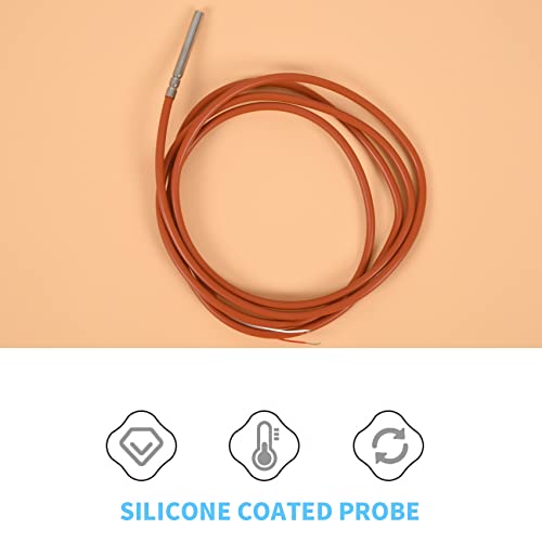 2-Wire PT1000 Temperature Sensor Thermistor Silicone Gel Coated 1.5 Metre Probe 45 mm x 5 mm -50-180 Celsius Resistance Thermometer