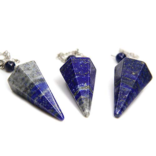 Angelstones Natural Gemstone Crystal Hexagonal Pointed Reiki Chakra Pendant Pendulum Dyed Lapis Lazuli