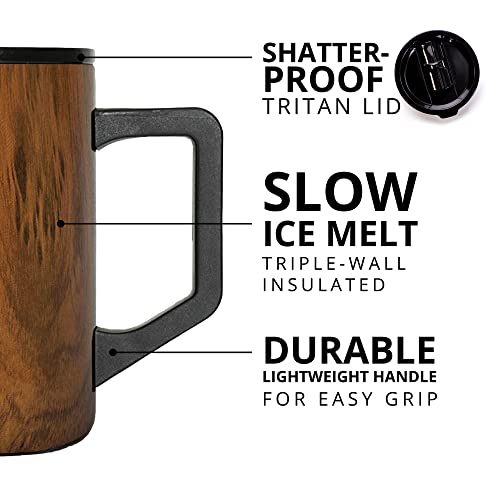 Elemental Summit 16oz Pack of 2 Insulated Coffee Mugs with Lid 16 Ounces (Pack of 2) Teak Wood