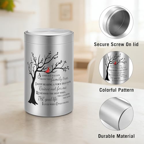 Dletay Small Urns for Human Ashes Memorial Decorative Mini Cremation Urns for Women Men Tree of Life Aluminum Ashes Keepsake Sharing 3.54 Inch Silver Tree-Silver-3.54inch