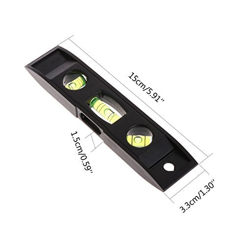 [Australia - AusPower] - Magnetic Torpedo Level, Spirit Level 3 Bubble Level Torpedo Magnetic Level Bubble Measuring Tool (6 inch) Black 