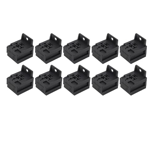 Relay Socket, 10 Pieces 5P 40A Relay Socket ABS with 50 Pieces Clamp ABS Relay Socket Easy Disassembly and for Car, Starter