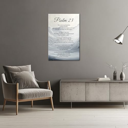 Christian Canvas Wall Art Psalm 23 Pictures Wall Decor Bible Verses Prints Scripture Poster Christian Religious Paintings for Living Room Bedroom Church Decor Framed(Artwork-3,16L x 24W) Artwork-3 16"L x 24"W