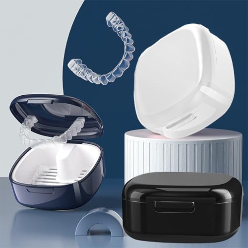 Pack of 2 Denture Box, Portable Denture Box, Denture Box with Hanging, Portable for Storage and Cleaning Dummies and Braces (Black, White)