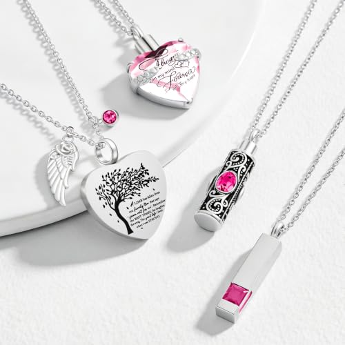 Small Urns & Necklaces for Human Ashes Set of 8, Memorial Keepsake Pink Pink Set
