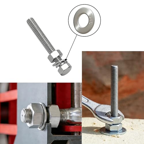 25-pack HOTUFELG 1/2-inch 316 stainless steel flat washers displayed together