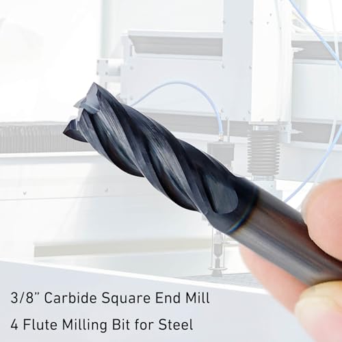 Smo.Coinn 3/8-inch carbide square nose end mill cutter with four flutes and cylindrical shank