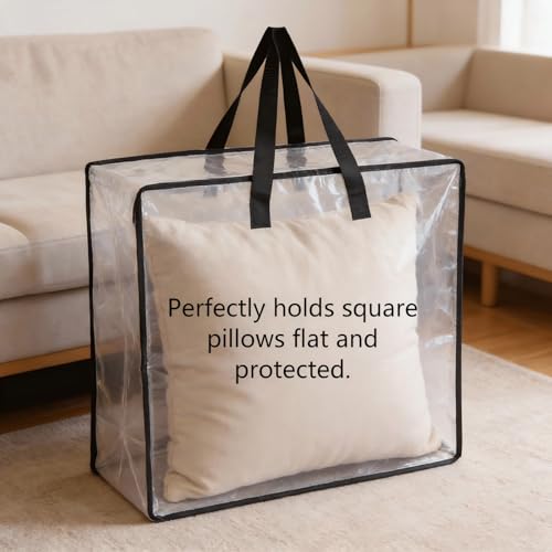 Heavy-Duty Clear Wreath Storage Bag & Sturdy Moving Box Alternative – 26 Inch Large Capacity Container with Zipper for Christmas Decorations, Seasonal Wreaths, Clothes, Bedding,Gift (4-Pack) SClear 4 Pack