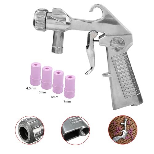 Walfront sandblaster gun kit with four ceramic nozzles and air siphon feed for abrasive blasting work