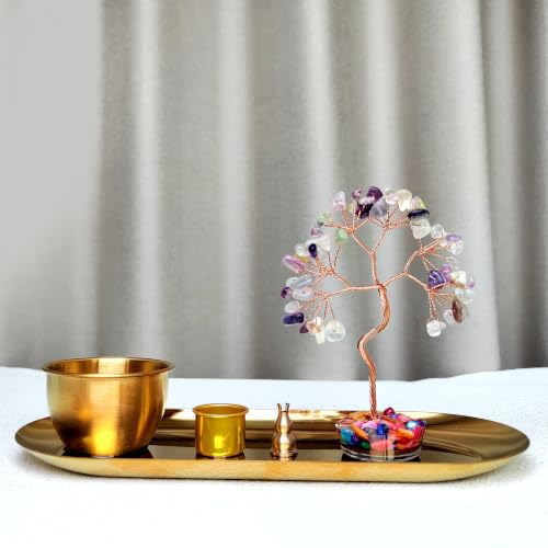 Handmade Crystal Incense Holder Set, Tree of Life Sage & Palo Santo Tray Mixed
