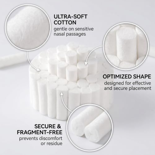 Pack of 100 Nosebleed Stoppers, Highly Absorbent Nose Tamponade Made of Soft Cotton, Professional Nosebleed Plugs for Daily Use at Home and in the Office