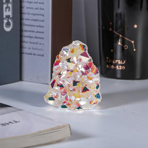 rockcloud Natural Color Titanium Coated AB Crystal Cluster Reiki Crystal 2.16-4.13 Inch