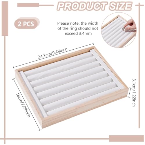 NBEADS 2 Pcs PU Leather Rings Displays Tray, 7 Slots Ring Earring Storage Holder Bracelets Necklaces Jewelry Display Organizer for Jewelry Retail Display Selling, White, 7.08x9.48x1.22 2 Pcs White PU Leather 7 Slots
