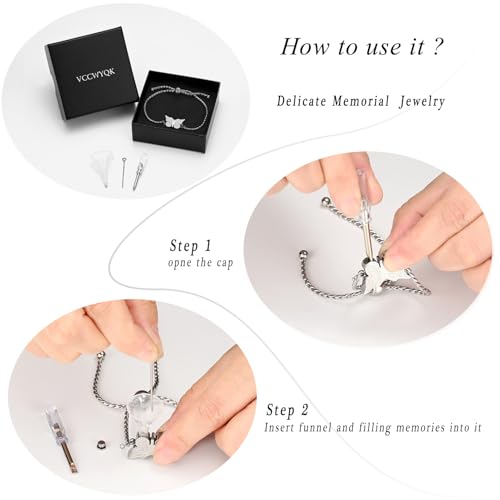 Butterfly Urn Bracelet for Ashes for Women Men Stainless Steel Adjustable Link Urn Bracelet Cremation Jewelry Memorial Keepsake Ashes Holder Silver