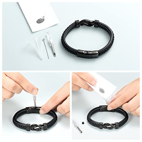 shajwo Infinity Cremation Bracelet for Ashes for Men Black-20cm