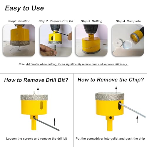 BENESOON 6-inch diamond hole saw with pilot drill bit, triangle shank for tile, glass, ceramic, granite and marble drilling