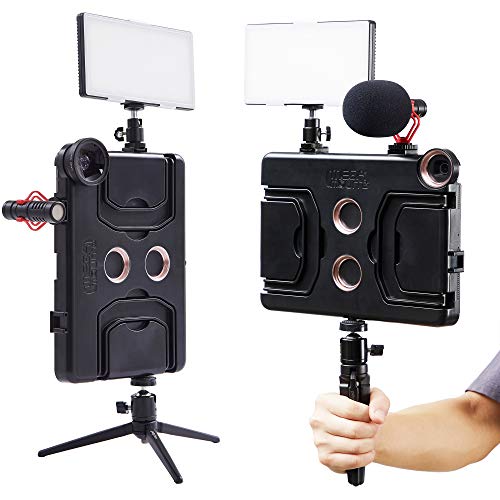 MegaMount Multimedia Rig Case Stabilizer for Apple iPad Pro 12.9" Latest 2021-22 5th Gen M1 2020 4th GEN and 2018 3rd Gen Attach Lenses Lights Mics for Video Recording. Mounts on Tripods and Monopods