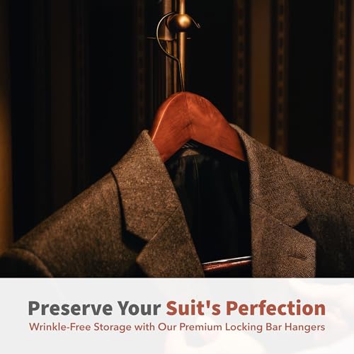 DEILSY™ Suit Hangers for Men 5 Pack Brown Wooden Coat Hangers for Closet