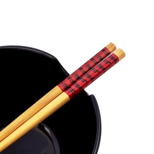 Friday The 13th Jason Voorhees Mask Ceramic Ramen Dinnerware Set | Includes 20-Ounce Noodle Bowl and Wooden Chopsticks