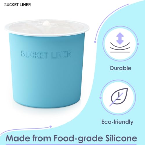 2 Gallon with Lid – Reusable Silicone Bucket Pail Liner for Kitchen, Outdoor, Gardening, Camping, Thinset & Paint Food Grade, Foldable & Heat-Resistant – Multi-Purpose,Blue Blue 2 Gallon With Lid