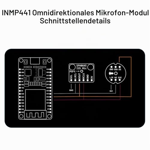 Pack of 6 INMP441 Omnidirectional Microphone Module 24 Bit I2S Interface Digital Output Compatible with ESP-32 Arduino