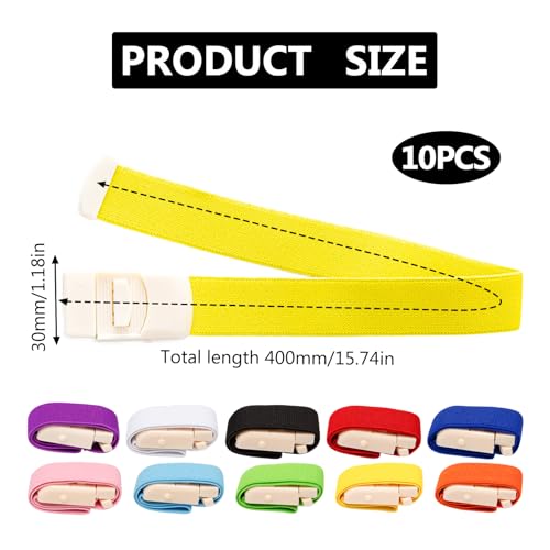 Pack of 10 Vein Stays with Release Buckle Storage Hose | for Camping, Hiking, Combat, Mountaineering, Outdoor Sports, Tourniquet for Blood Sampling, Highly Flexible, Tourniquet Venous Constrictor for Blood Sampling