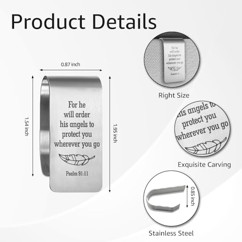 Psalm 91:11 Car Visor Clip, Guardian Angel Visor Clip for Men Women Silver47