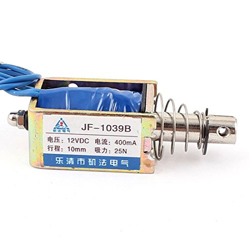 sourcing map JF-1039B DC 12V 400mA 25N / 10mm Pull Push Art Open Frame Electromagnet DE de