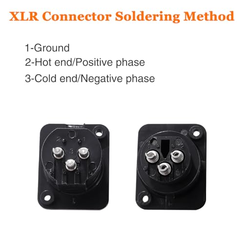 6 Pieces 3-Pin XLR Panel Mounting Audio Adapter Connector, XLR Male Female Chassis Panel Mount Sockets D Series, with Screw, Black Plastic Housing Male / female - black plastic
