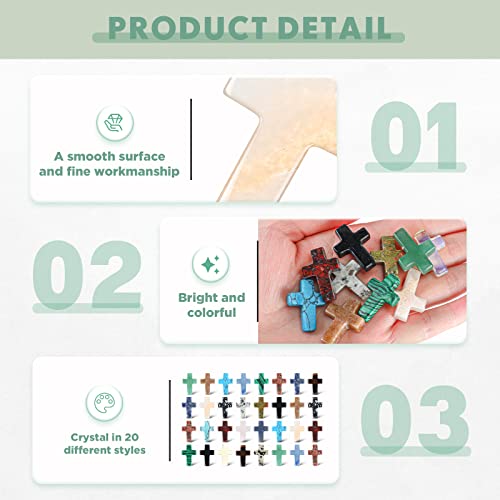 Nuenen 75 Pcs Cross Crystal Stone Bulk 1'' Cross Shaped Worry Stone,Elegant Elegant