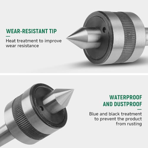 Hoteche MT2 Lathe Accessories - Rotating Centring Tip Made of Tool Steel for Effective Clamping - Elastic Connection for Lathe and Milling Machine - Ideal for Precise Machining of Metal Parts