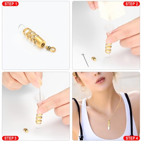 Clear Glass Tube Cremation Urn Jewelry Ashes Holder Necklace Keepsake Memorial Pendant Including Box/Fill Kits Gold