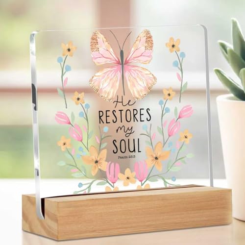 Christian Gifts for Women, Inspirational Quotes Acrylic Decor Sign, Religious Gifts for Mom Friends Coworker Sister, Bible Verse Desk Gadgets Table Top Cubicle Decor Accessories Multicolour 02332