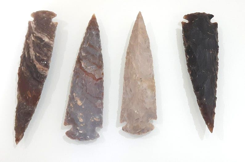 Agate Flint Arrow Head Healing Natural Stone Figurine | Flint Spear Arrowhead | Size: 5-5.5 Inch Approx